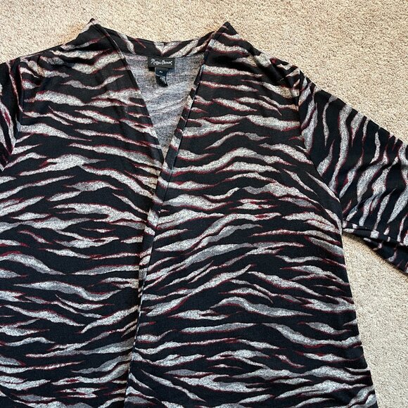 Maggie Barnes Women's Abstract Zebra Open Front Cardigan Jacket Artsy Size 4X - Picture 1 of 7